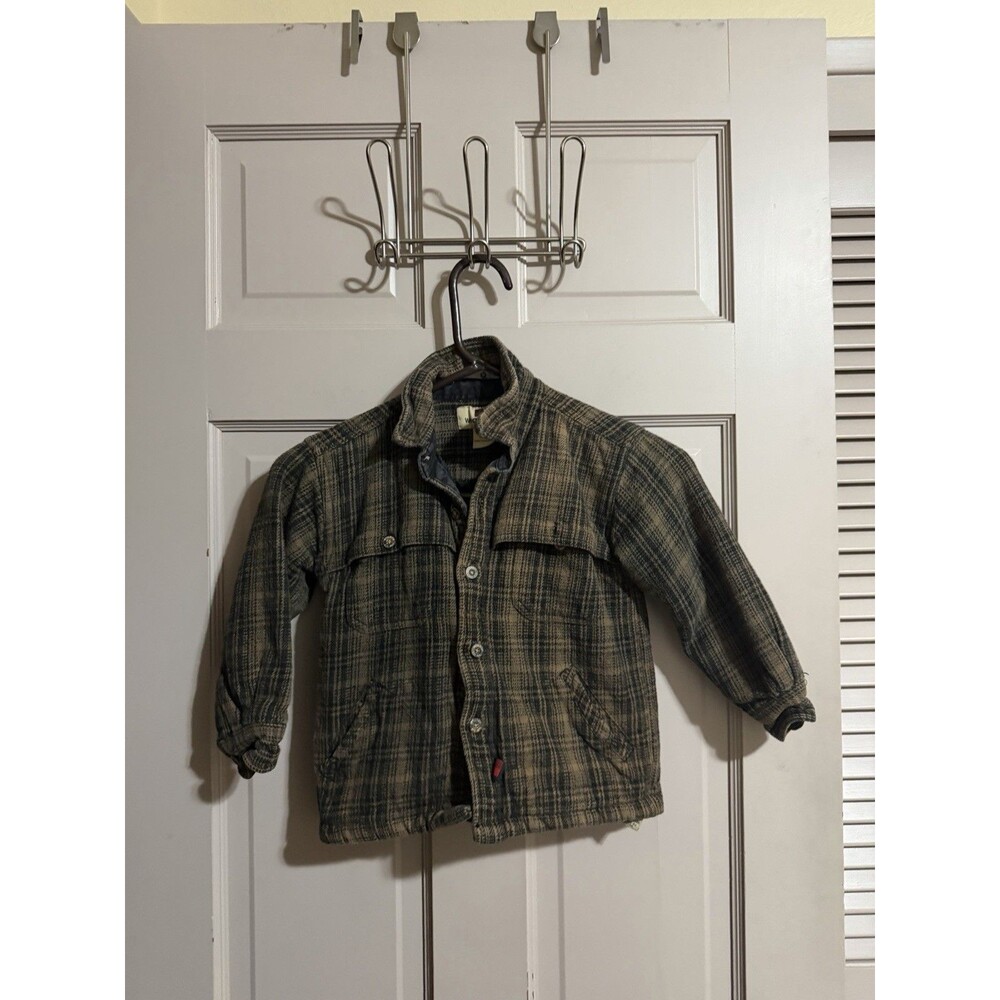 Woolrich Plaid Cotton Lined Coat Boys Size Medium Jacket With Pockets